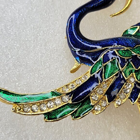 Large Stork Statement Brooch Phoenix Bird Large Bird Statement Brooch Pin - Picture 6 of 13